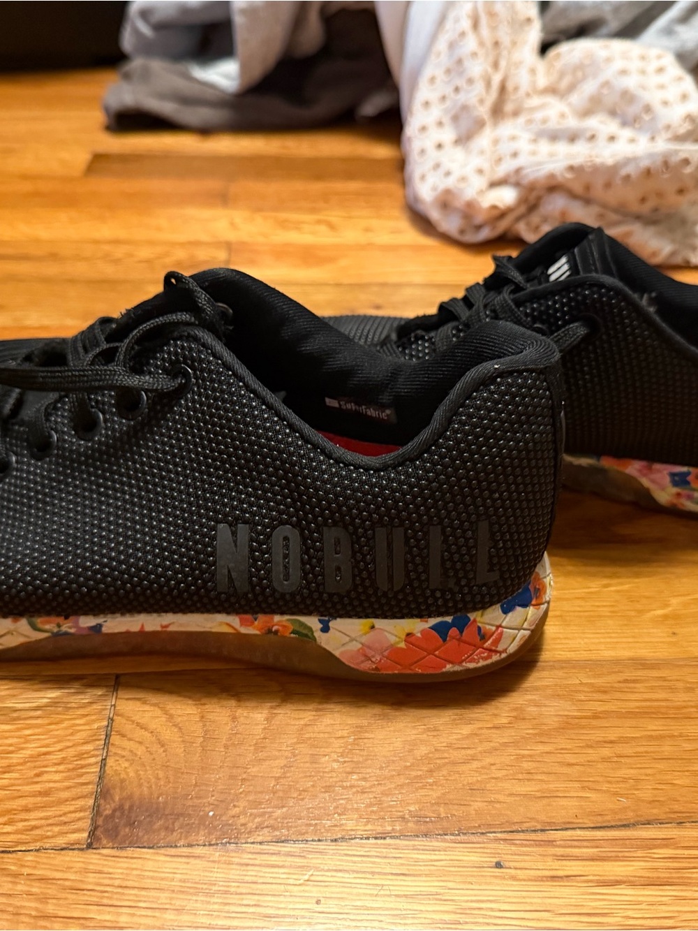NOBULL Black Training Shoes with Multicolor Patterned Sole